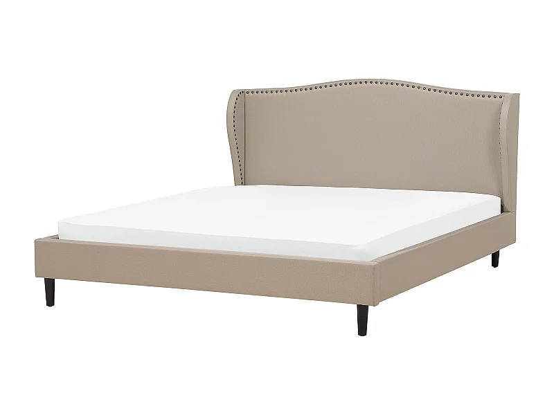 Stilvolles Polsterbett in edlem Beige in Leinenoptik mit klassischem Kopfteil Colmar
