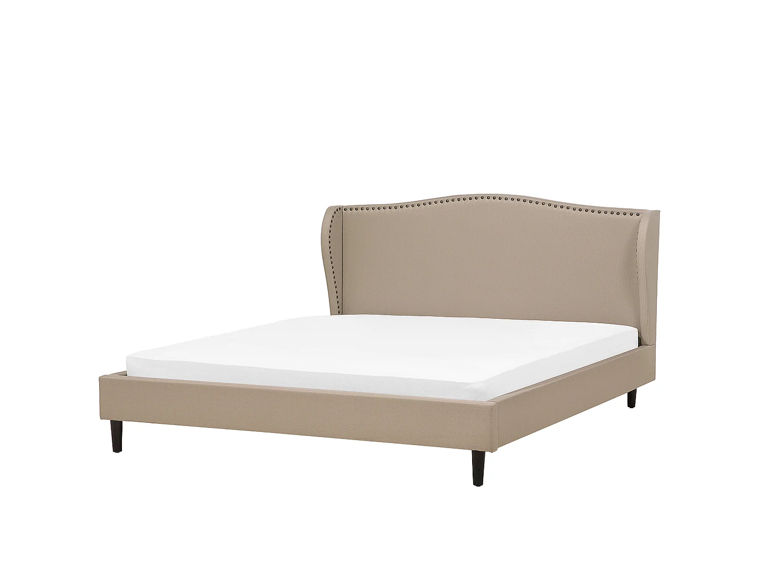 Lit avec sommier Tissu COLMAR 160 x 200 cm Beige sable