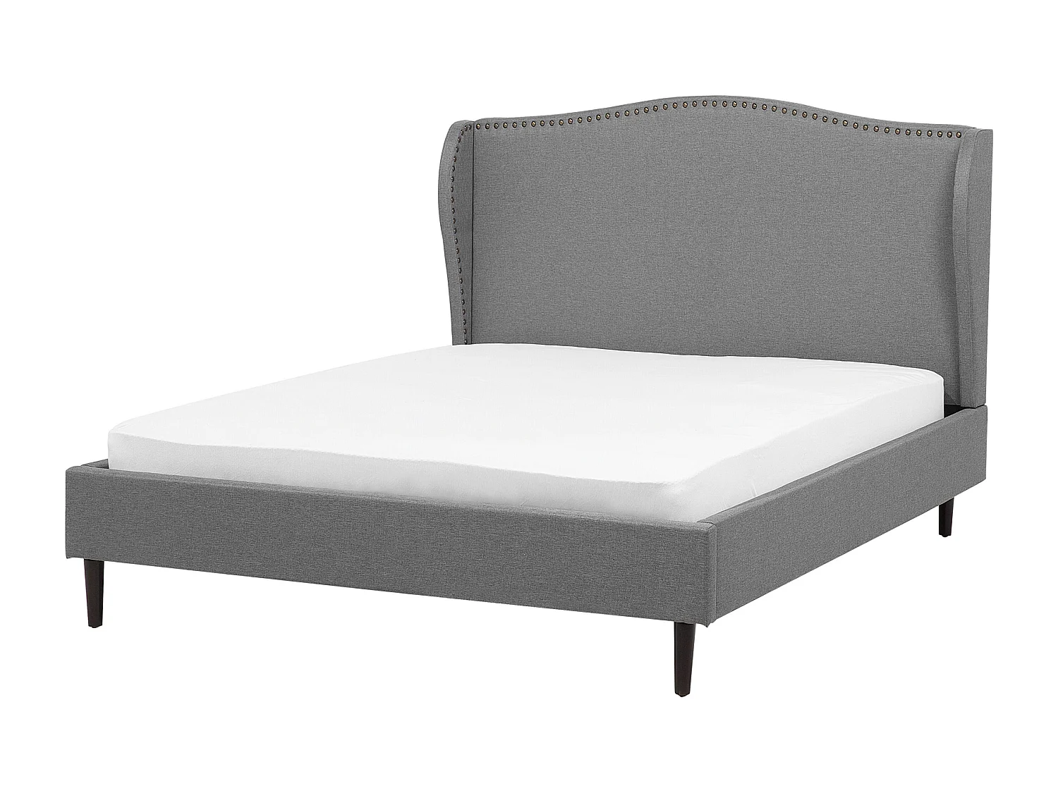 Polsterbett Doppelbett Ehebett 140x200 Grau Leinenoptik mit Kopfteil Lattenrost