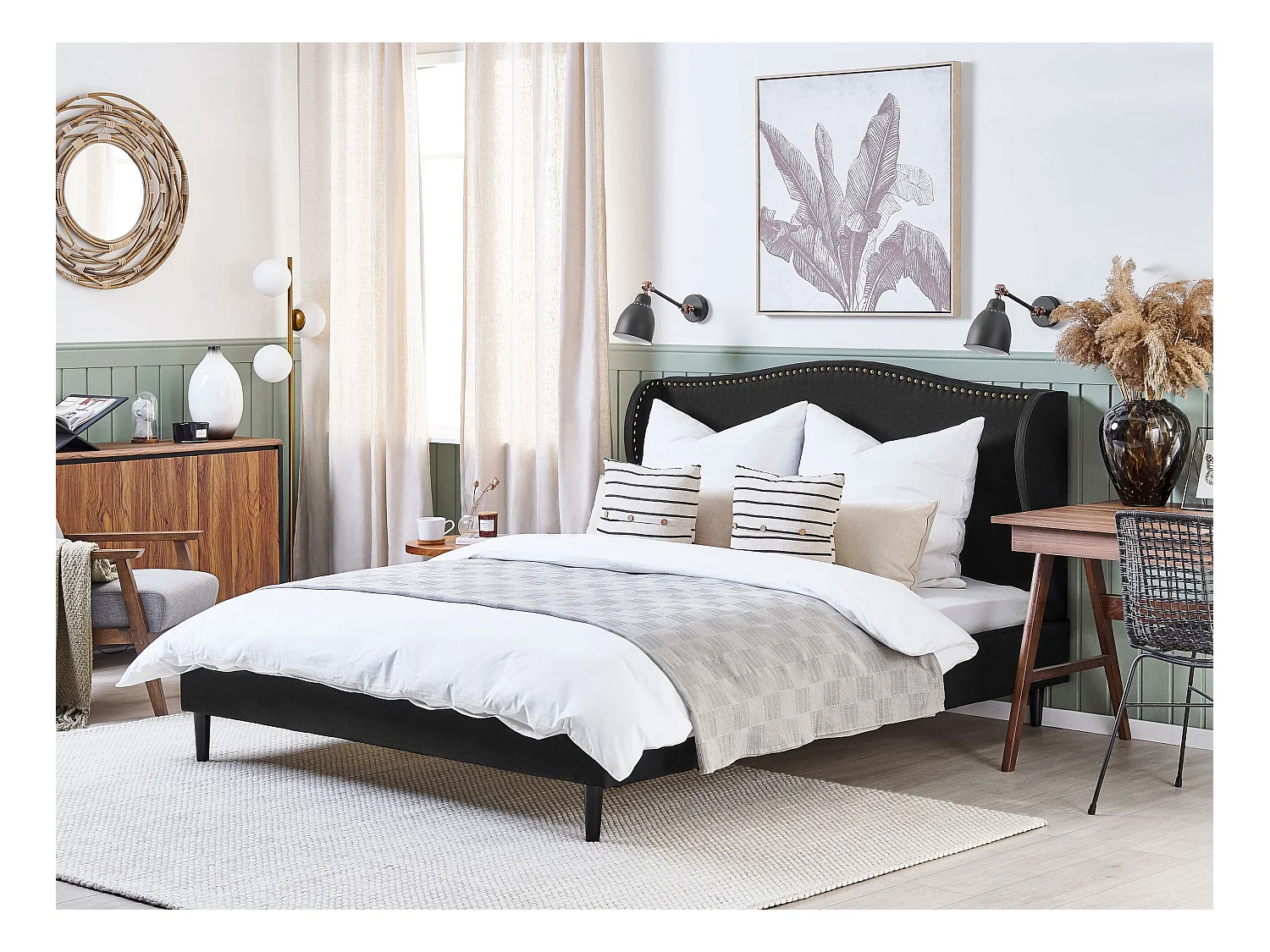 Lit avec sommier Tissu COLMAR 180 x 200 cm Noir