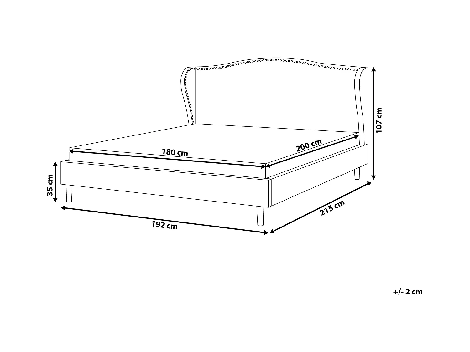 Lit avec sommier Tissu COLMAR 180 x 200 cm Noir