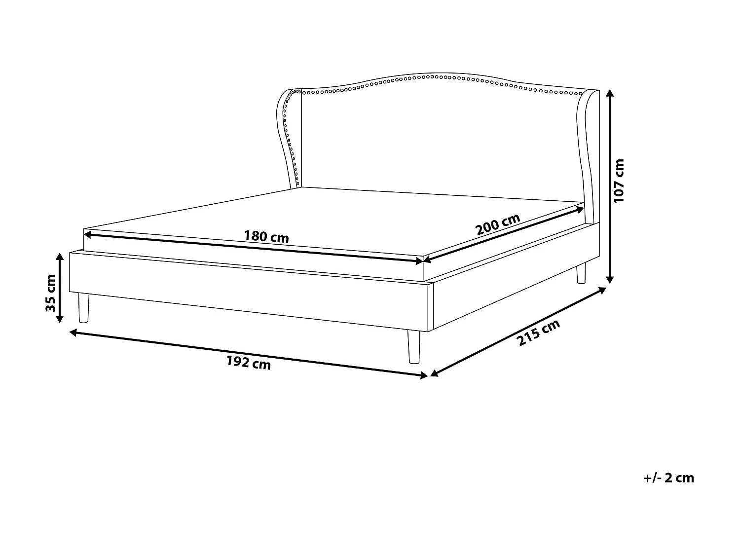 Bed Stof COLMAR 180 x 200 cm Zwart
