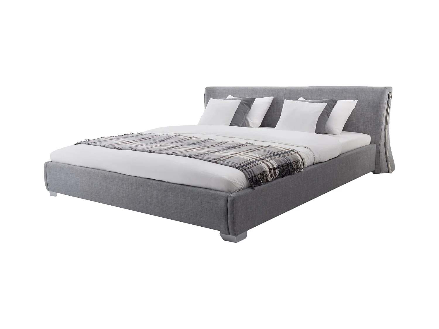 Lit avec sommier Tissu PARIS 140 x 200 cm Gris