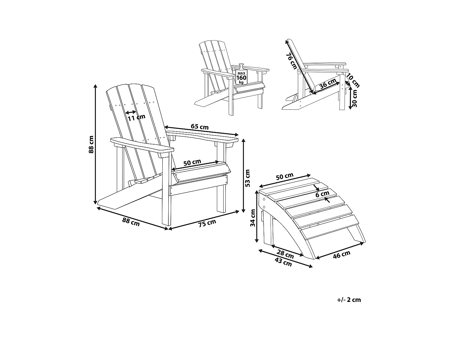 Chaise de jardin ADIRONDACK Marron