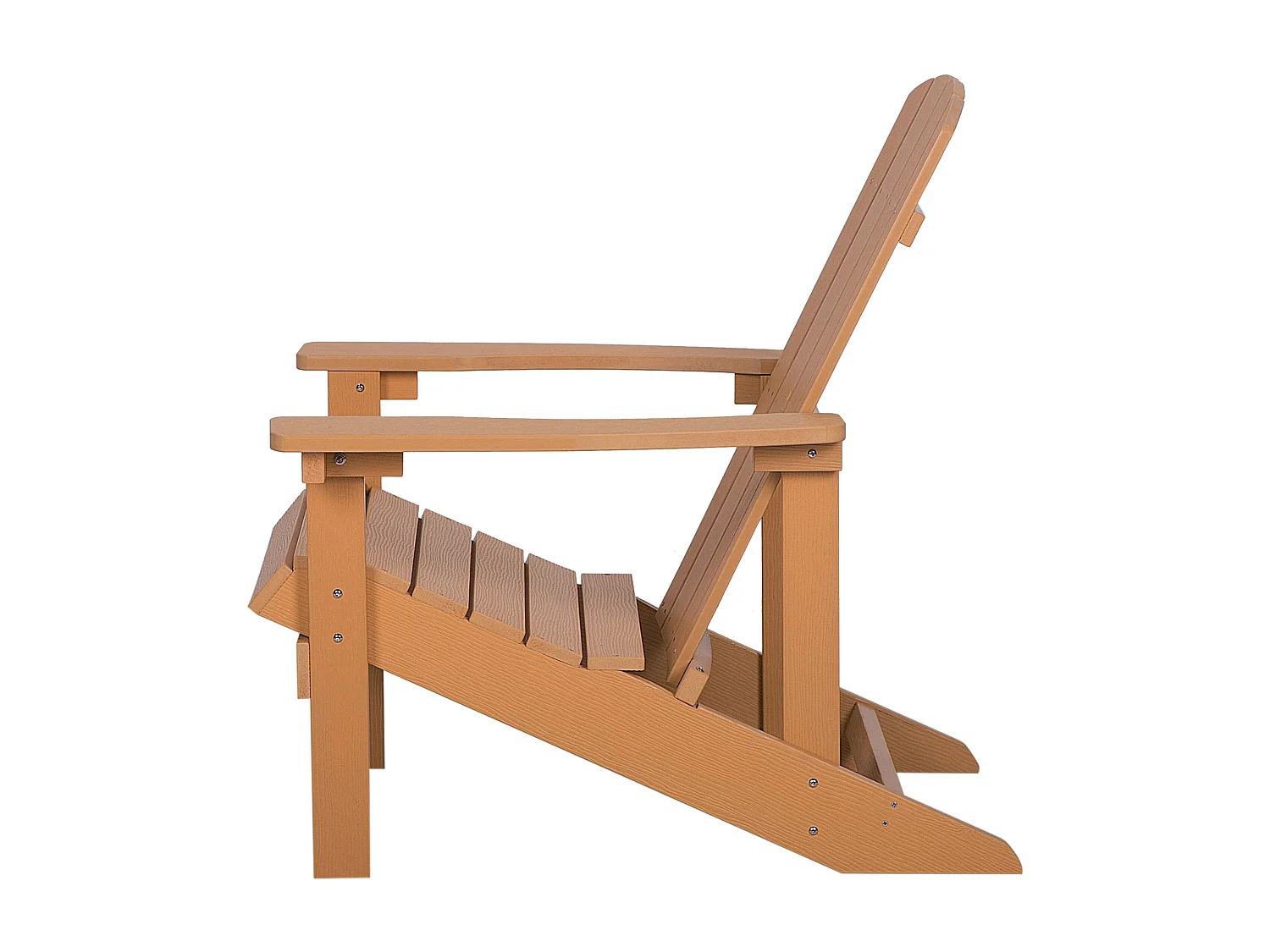 Moderner Muskoka Gartenstuhl Kunstholz Hellbraun mit Hocker Armlehnen Adirondack