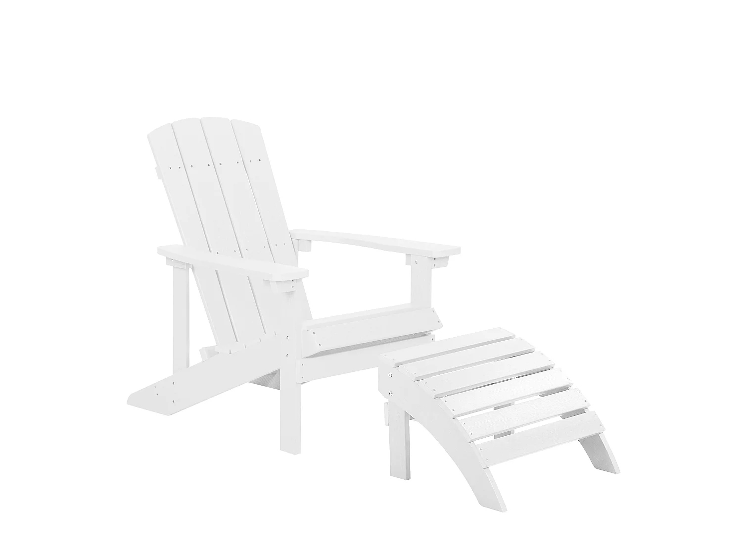 Moderner Muskoka Gartenstuhl Kunstholz Weiß mit Hocker Armlehnen Adirondack