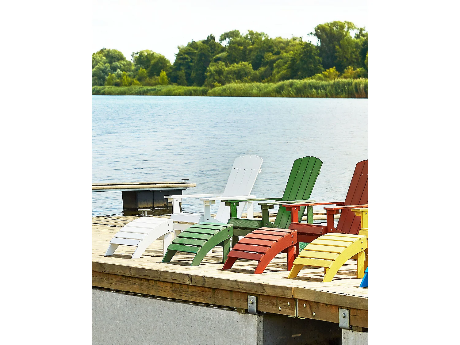 Tuinstoel ADIRONDACK met voetenbank Wit