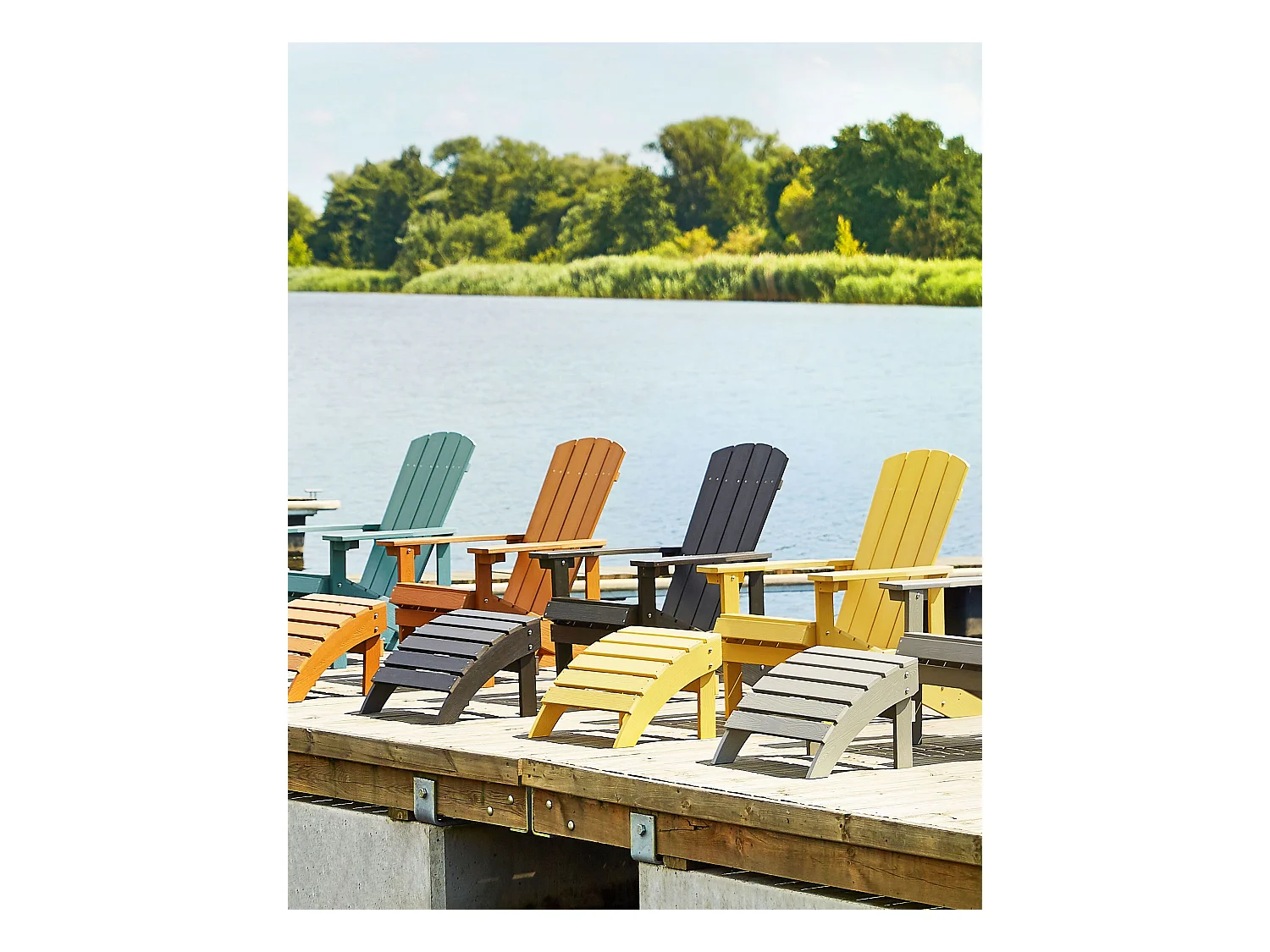 Tuinstoel ADIRONDACK met voetenbank Donkergrijs