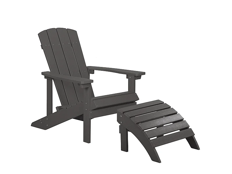 Krzesło ogrodowe ADIRONDACK Z podnóżkiem Ciemnoszary