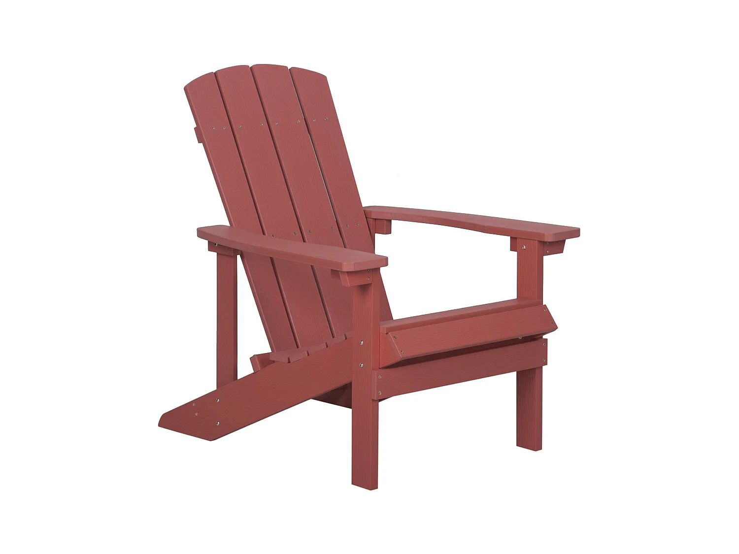 Moderner Muskoka Gartenstuhl Kunstholz Rot mit Hocker Armlehnen Adirondack