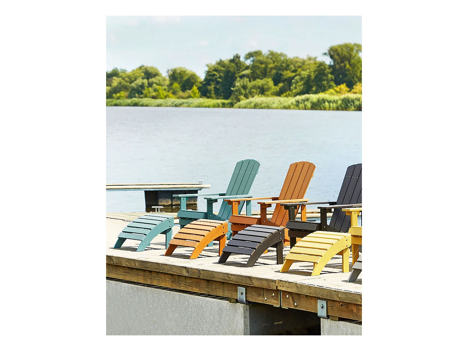 Gartenstuhl ADIRONDACK mit Fussstütze Türkis