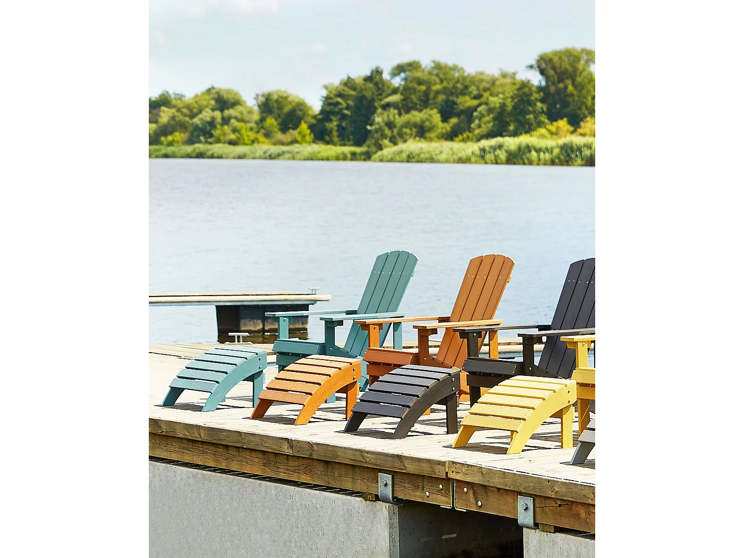 Tuinstoel ADIRONDACK met voetenbank Turquoise