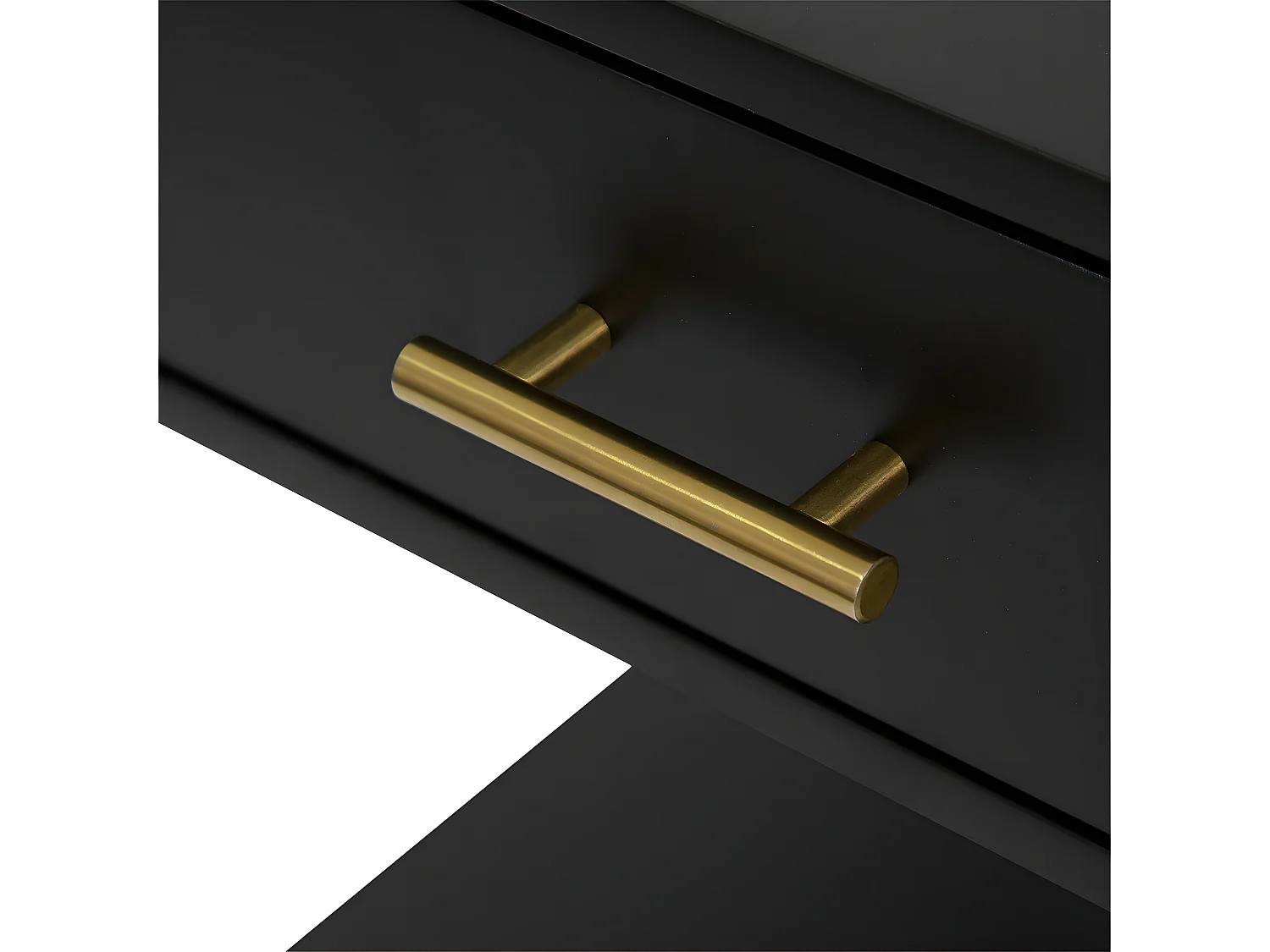 Table d'appoint Table de chevet 1 tiroir en Bois noir et Métal H 53 cm