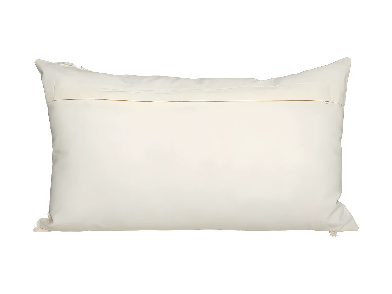 Coussin déhoussable en Coton Ivoire & Franges macramé 30 x 50 cm