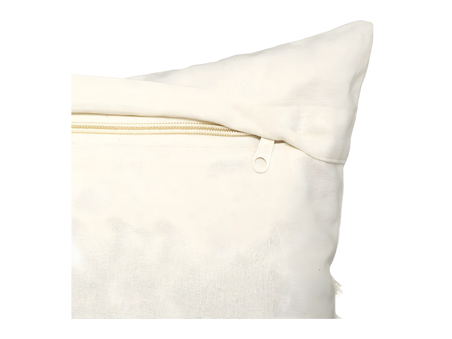 Coussin déhoussable en Coton Ivoire & Franges macramé 30 x 50 cm