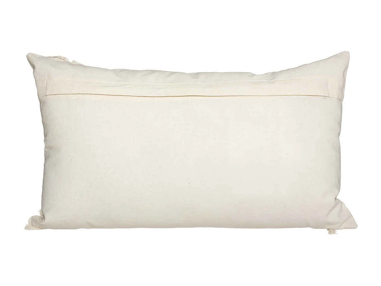 Coussin déhoussable en Coton Ivoire & Franges macramé 30 x 50 cm