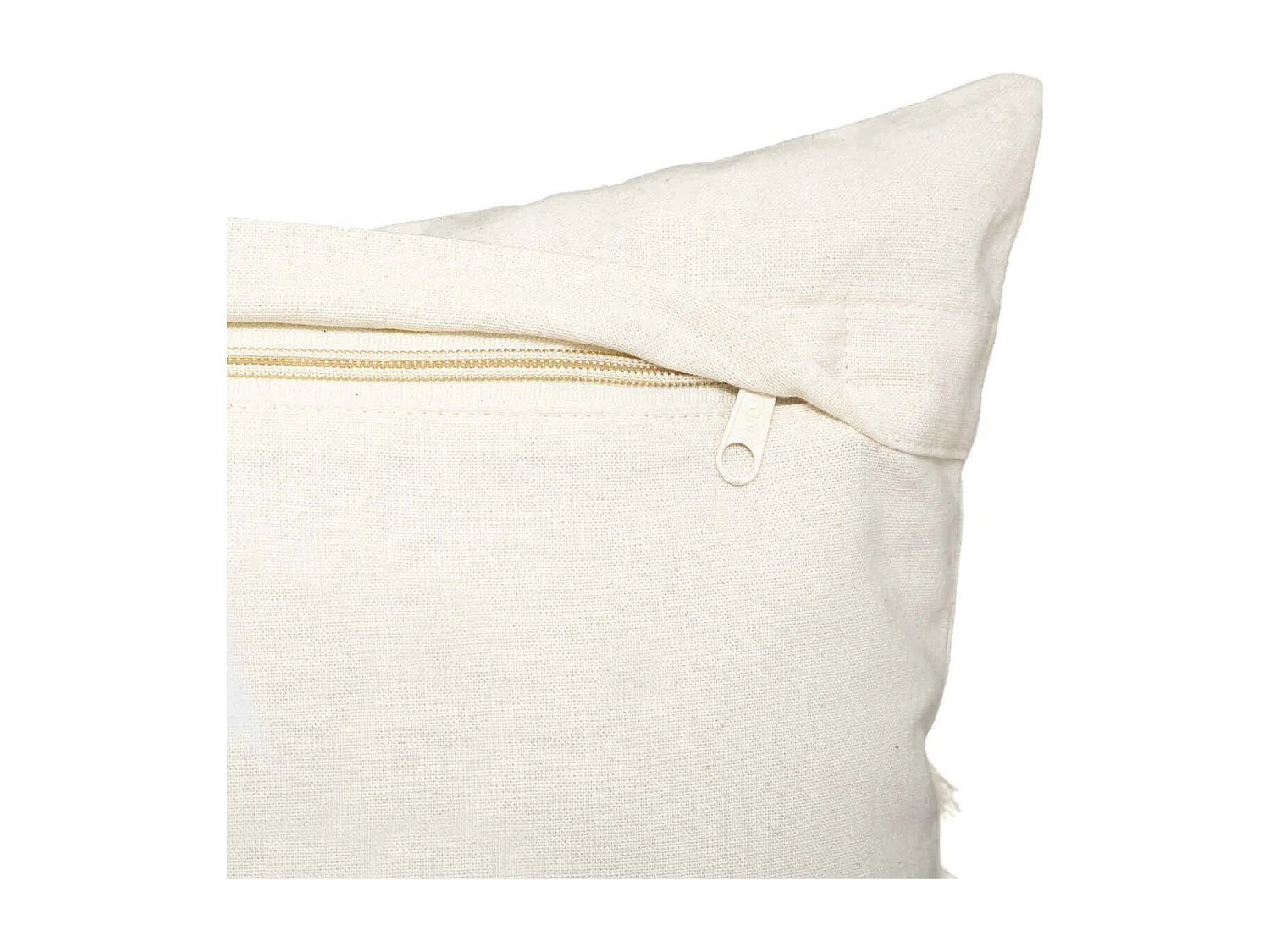 Coussin déhoussable en Coton Ivoire & Franges macramé 30 x 50 cm