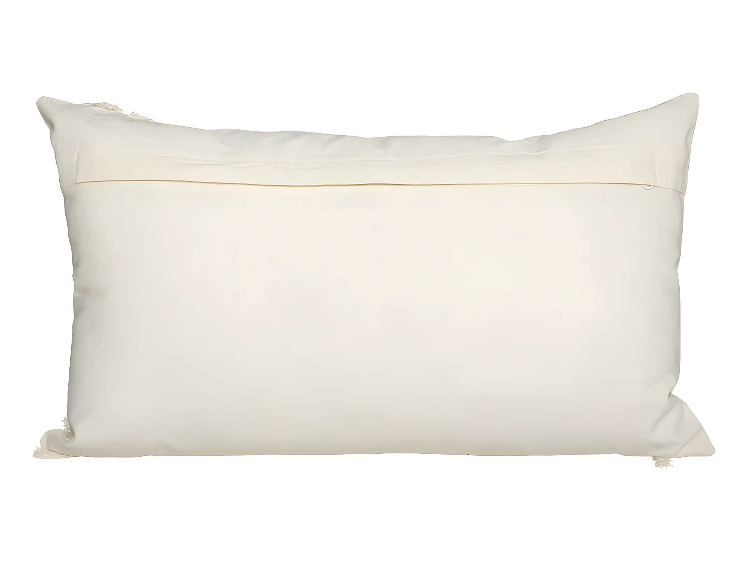 Coussin déhoussable en Coton Ivoire & Franges macramé 30 x 50 cm