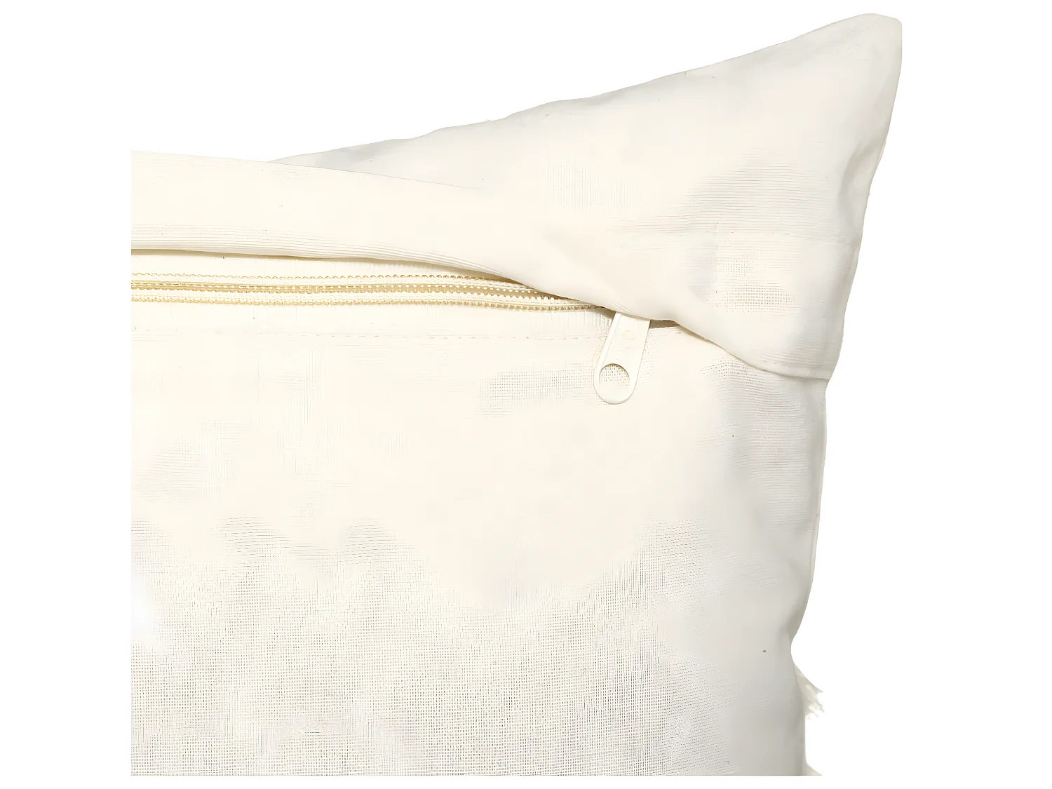 Coussin déhoussable en Coton Ivoire & Franges macramé 30 x 50 cm