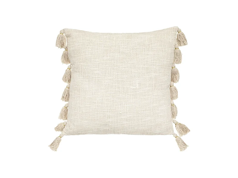 Dekoracyjna Poduszka Biała Iwory 50x50cm z Pomponami