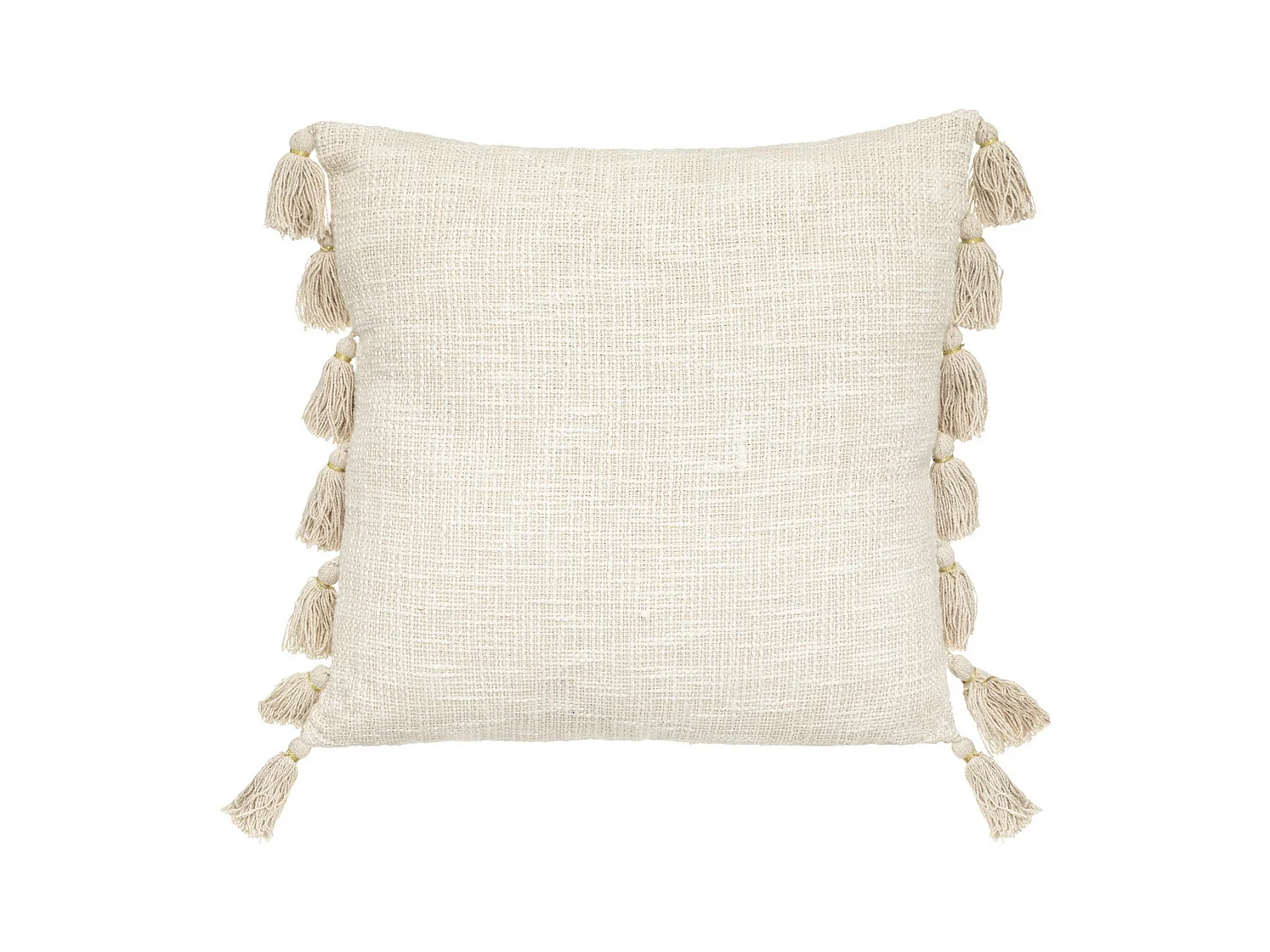 Coussin déhoussable Blanc ivoire avec Pompons 50 x 50 cm