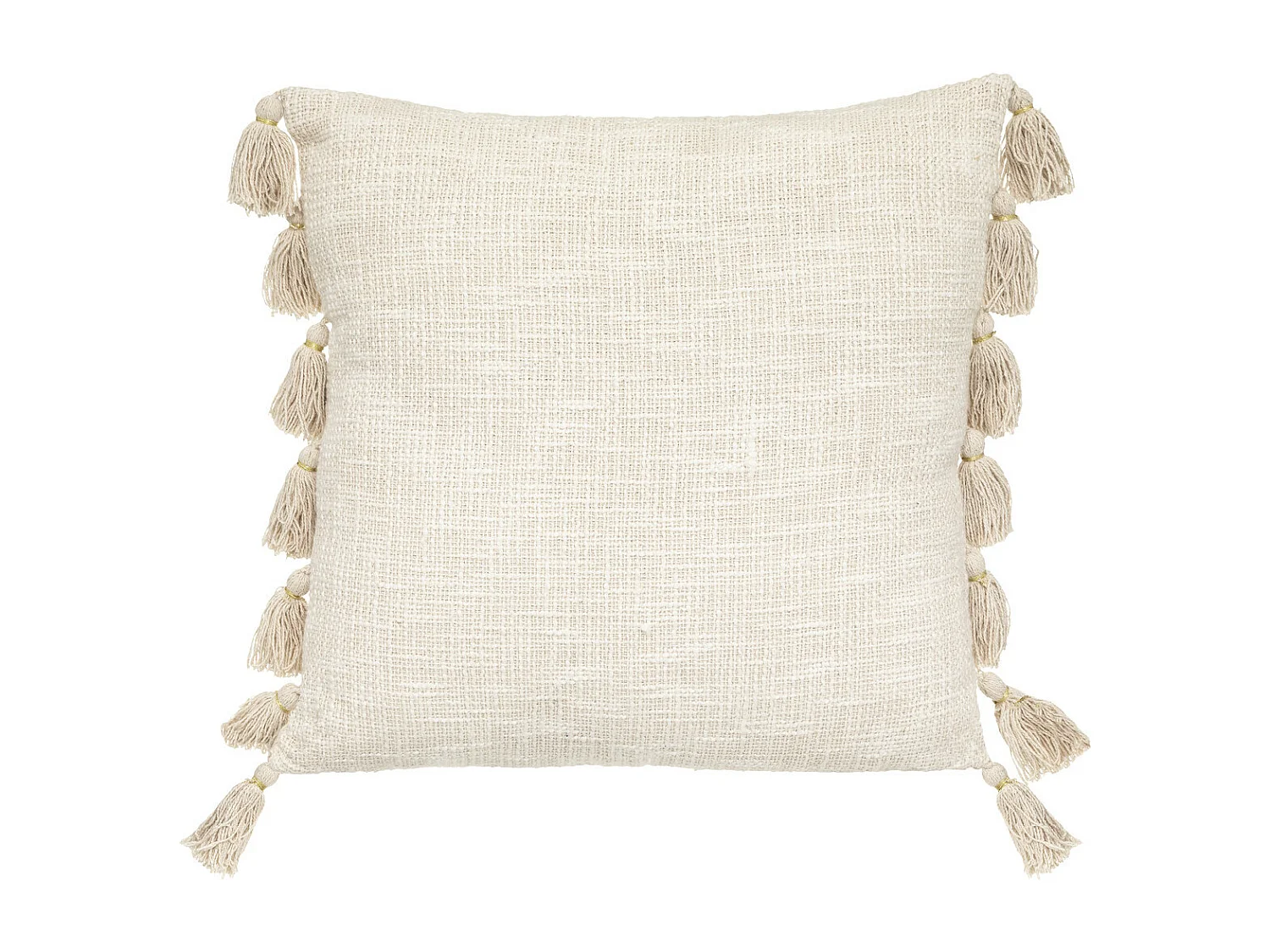 Coussin déhoussable Blanc ivoire avec Pompons 50 x 50 cm