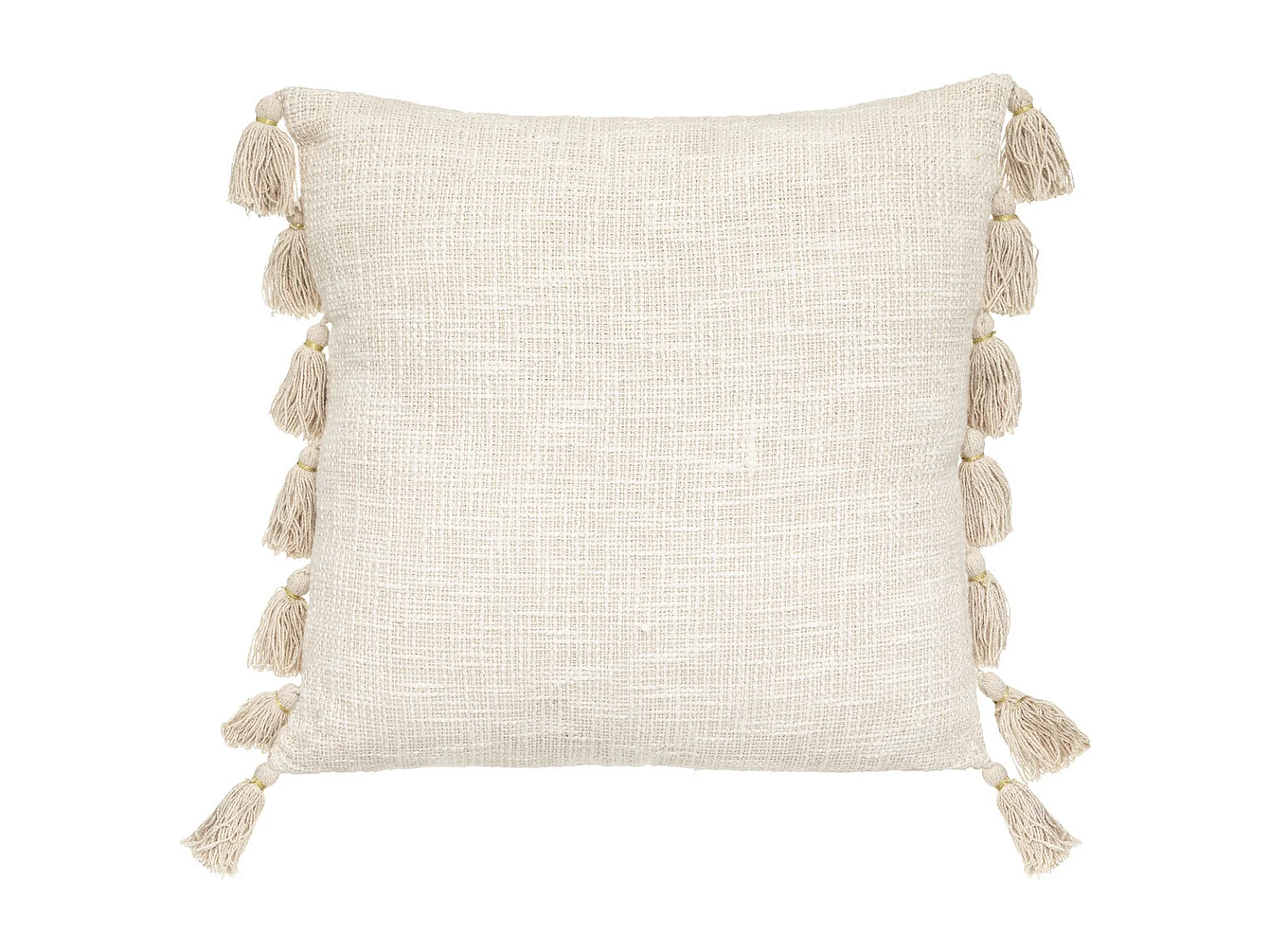 Coussin déhoussable Blanc ivoire avec Pompons 50 x 50 cm