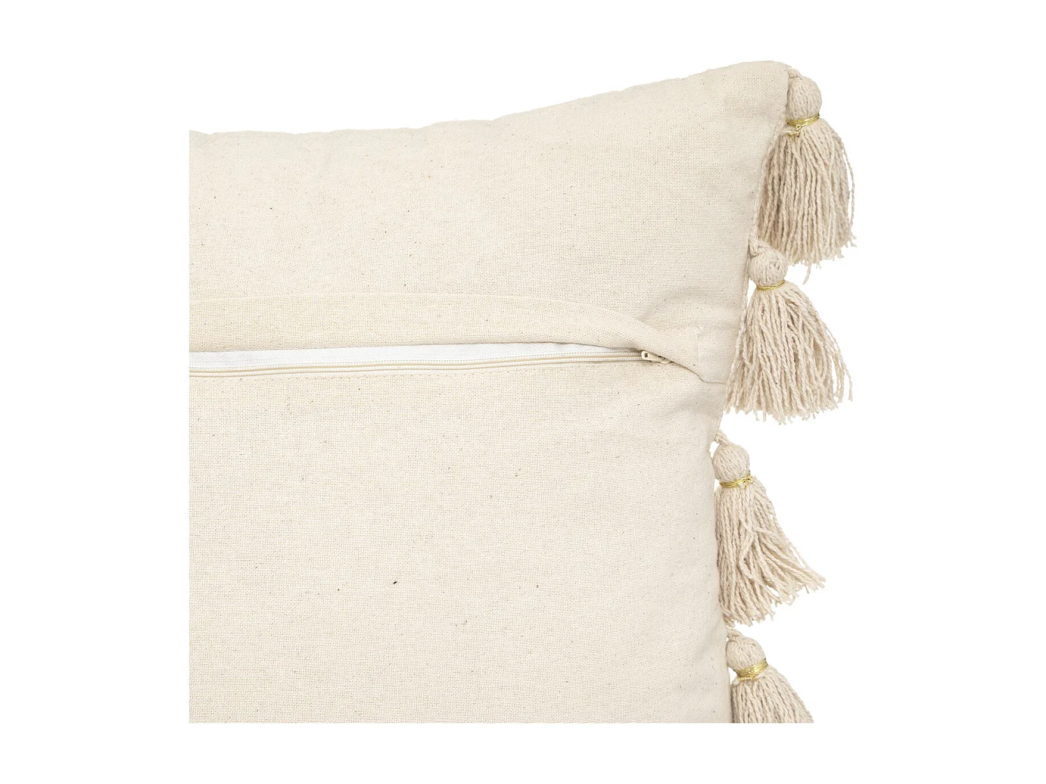 Coussin déhoussable Blanc ivoire avec Pompons 50 x 50 cm