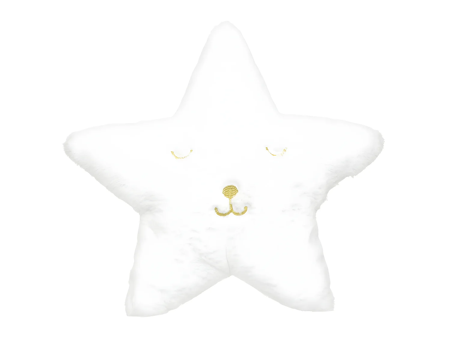 Coussin décoratif Étoile en Fourrure Blanche motif brodé 39 x 39 cm