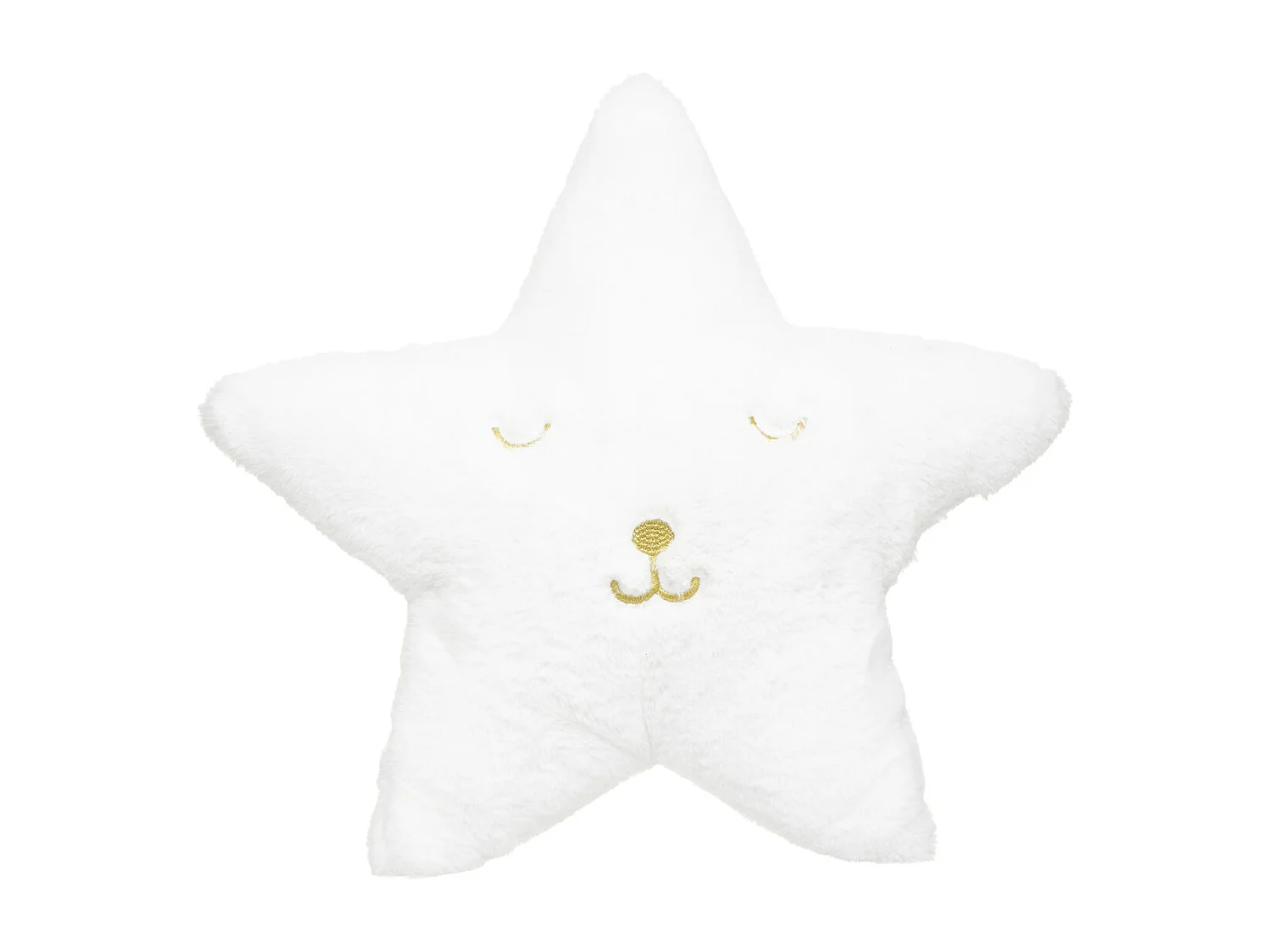 Coussin décoratif Étoile en Fourrure Blanche motif brodé 39 x 39 cm