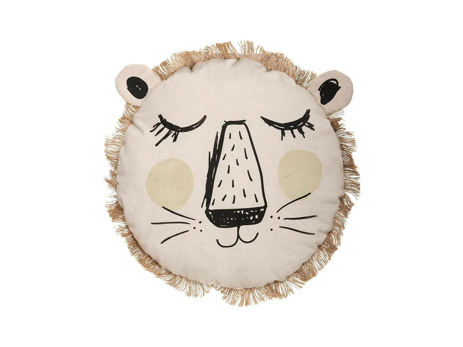 Coussin décoratif Lion avec Franges D 38 cm déco enfant
