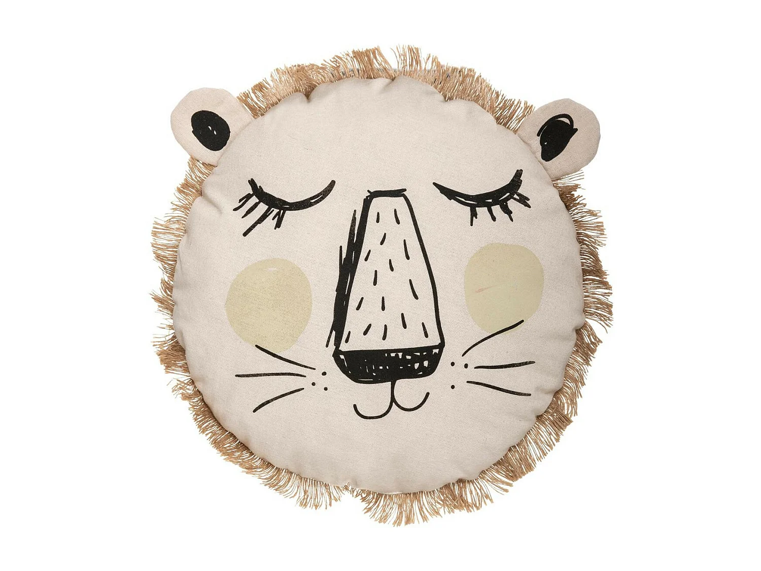 Coussin décoratif Lion avec Franges D 38 cm déco enfant