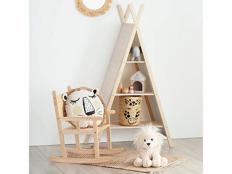 Coussin décoratif Lion avec Franges D 38 cm déco enfant