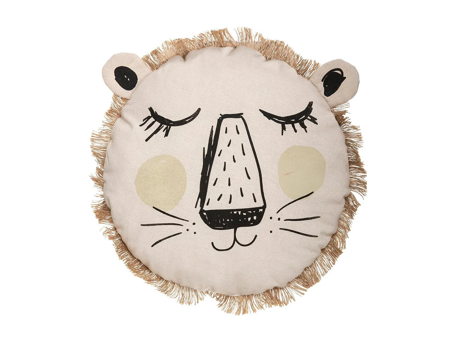 Coussin décoratif Lion avec Franges D 38 cm déco enfant