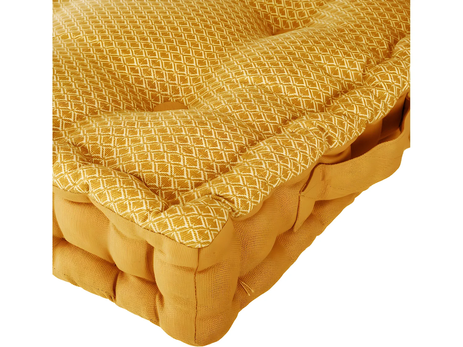 Coussin de sol en Coton Ocre motif Otto 40 x 40 cm