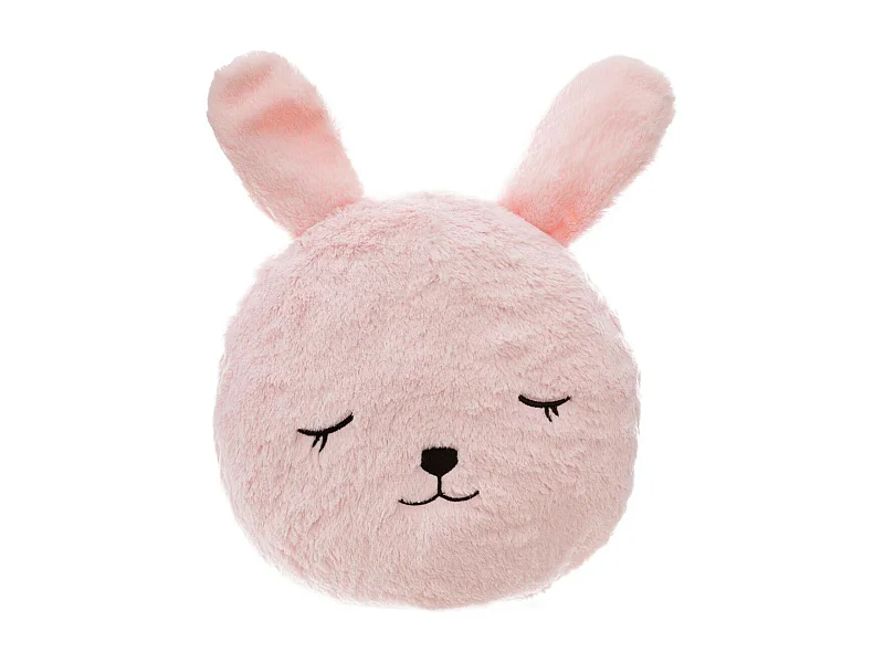 Coussin décoratif Lapin en Fourrure rose D 27 cm