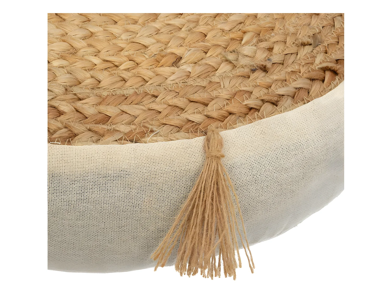 Coussin de Sol en Jute et Coton avec Pompons D 38 cm