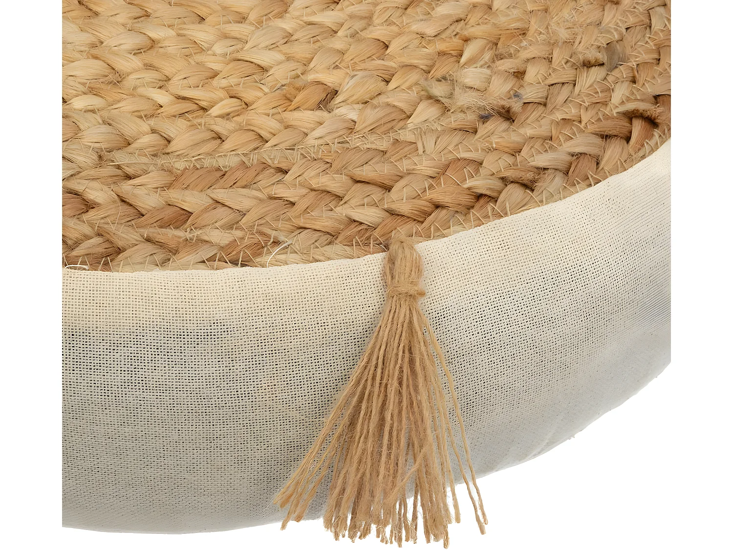 Coussin de Sol en Jute et Coton avec Pompons D 38 cm