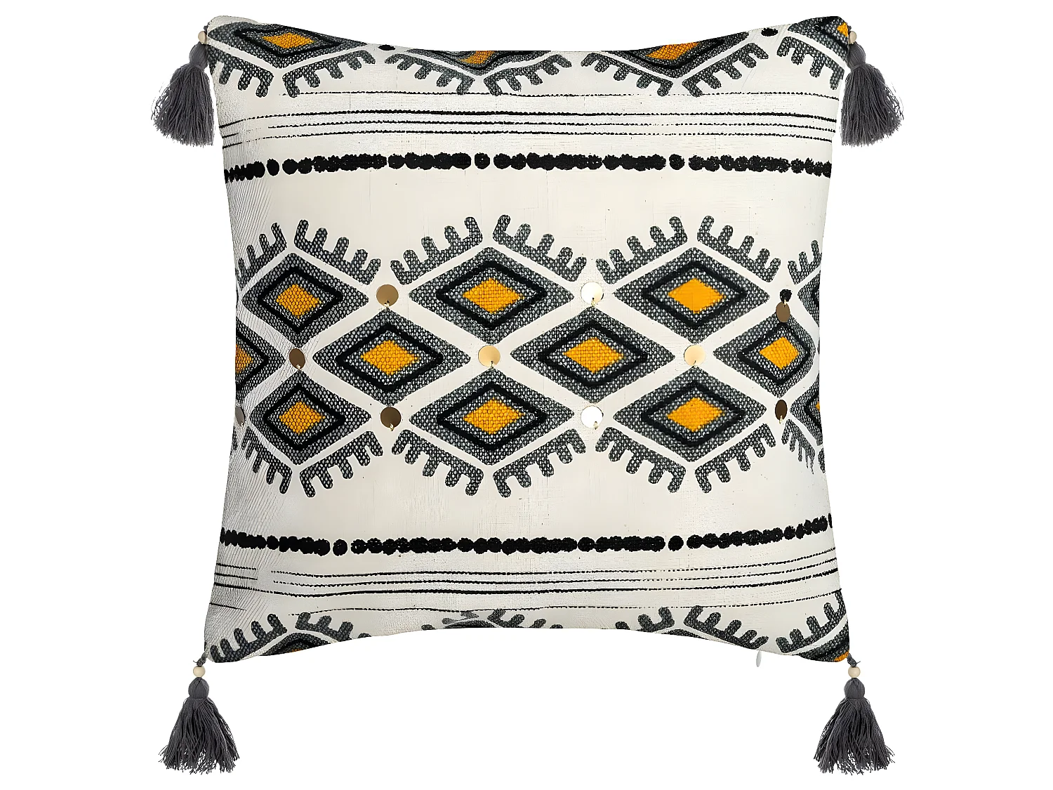 Housse de Coussin Aztèque pampille et Pompons 40 x 40 cm