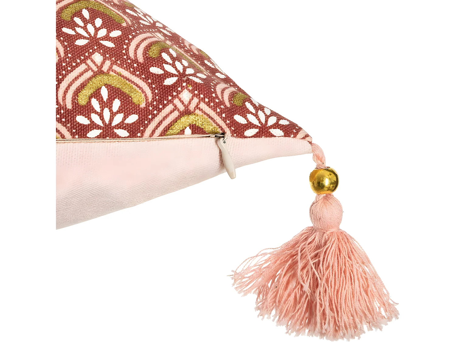 Housse de Coussin Hindou Or et Pompons 40 x 40 cm