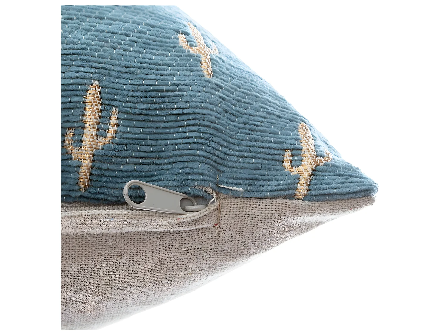 Housse de Coussin chenille Cactus Bleu 40 x 40 cm