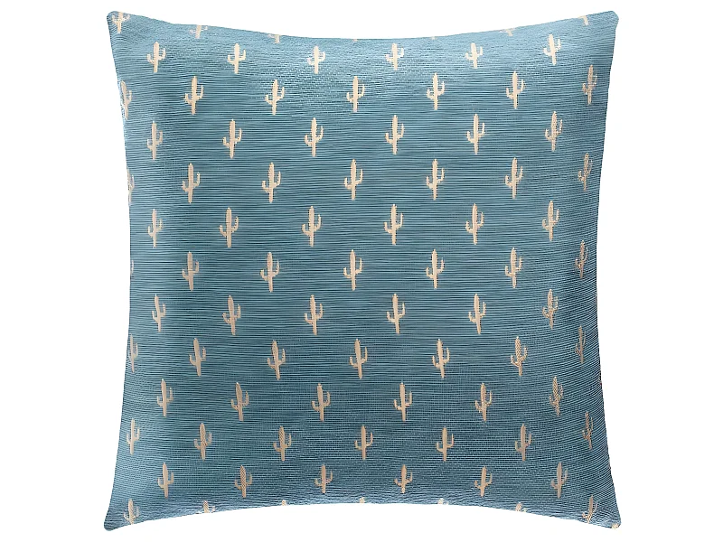 Housse de Coussin chenille Cactus Bleu 40 x 40 cm