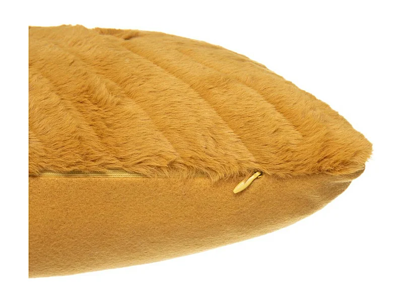 Coussin déhoussable Ocre en Fourrure motif en relief  45 x 45 cm