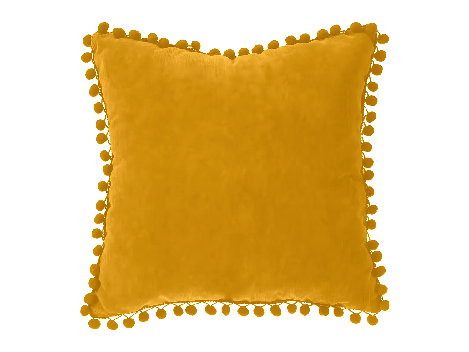 Coussin déhoussable avec Pompons Ocre 40 x 40 cm