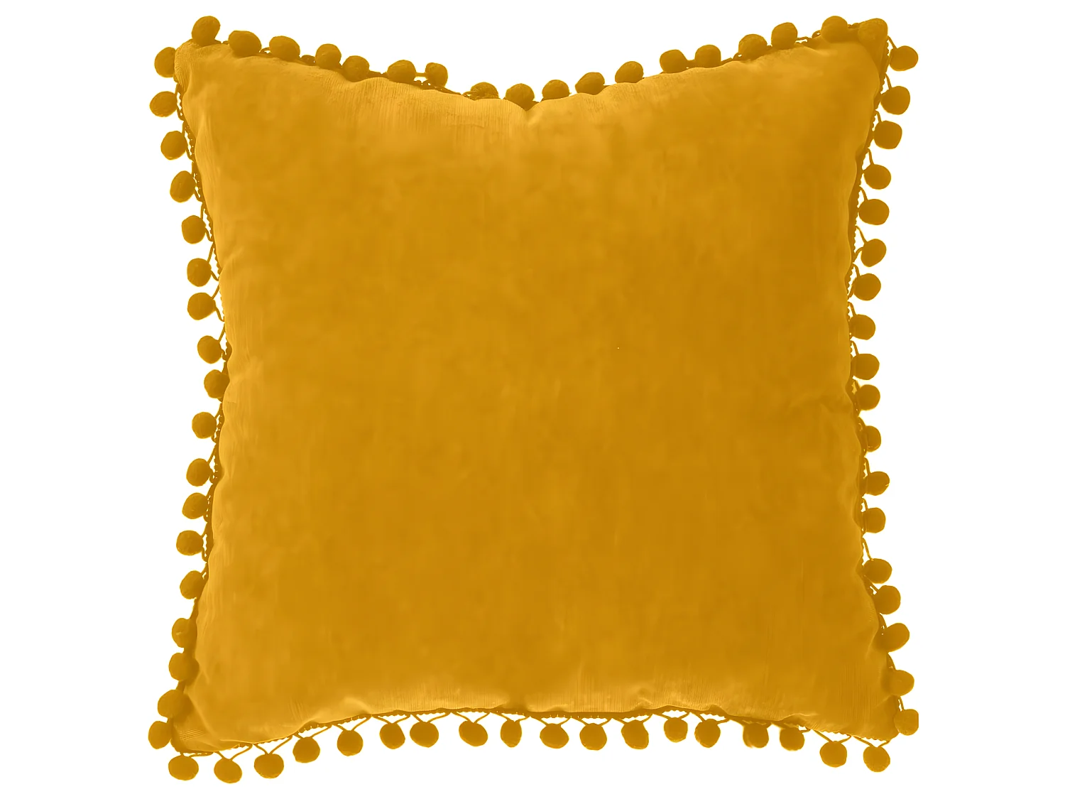 Coussin déhoussable avec Pompons Ocre 40 x 40 cm