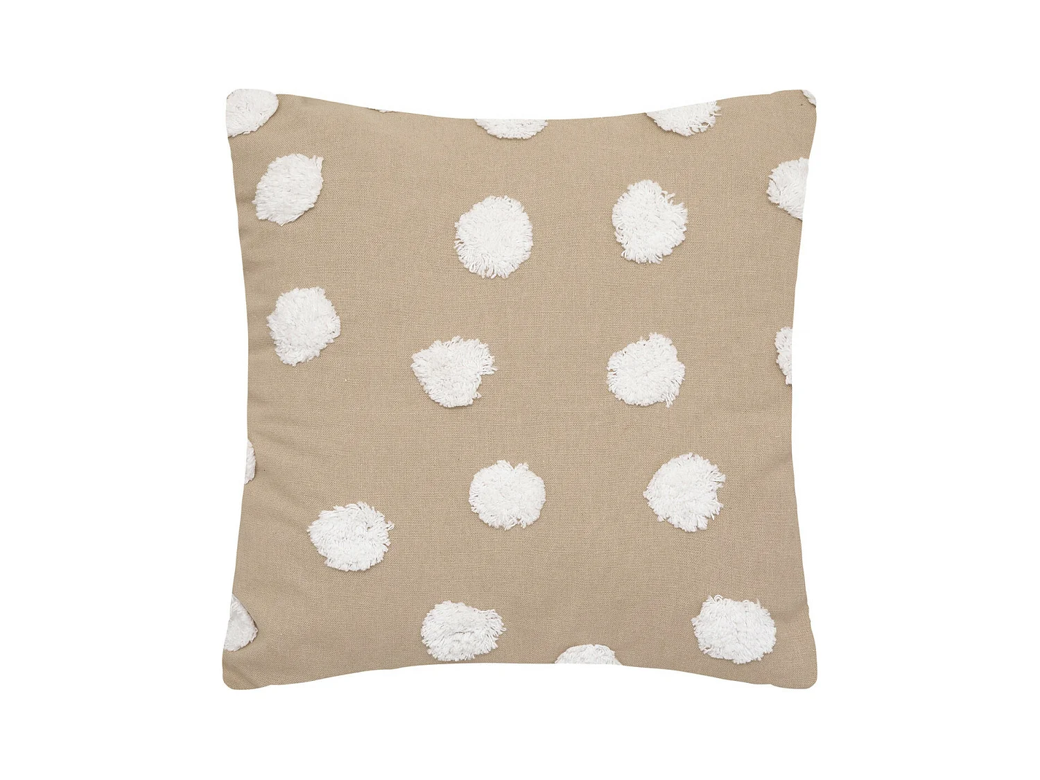 Almofada com pompons em algodão castanho 40x40cm