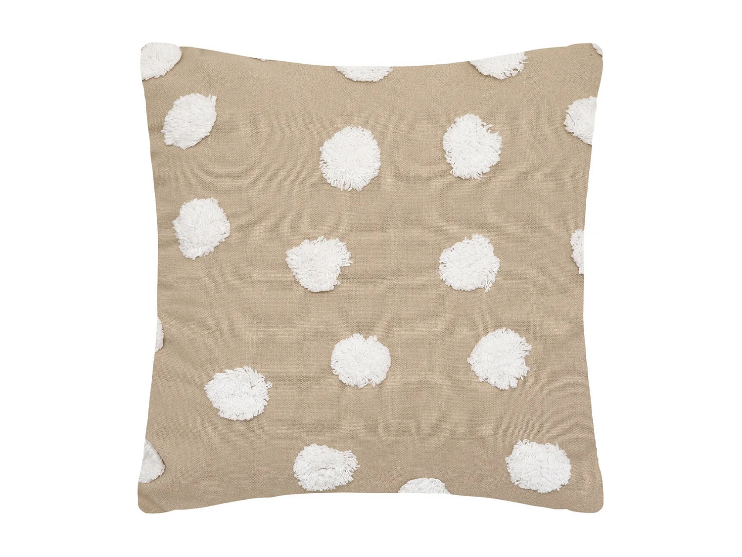 Almofada com pompons em algodão castanho 40x40cm