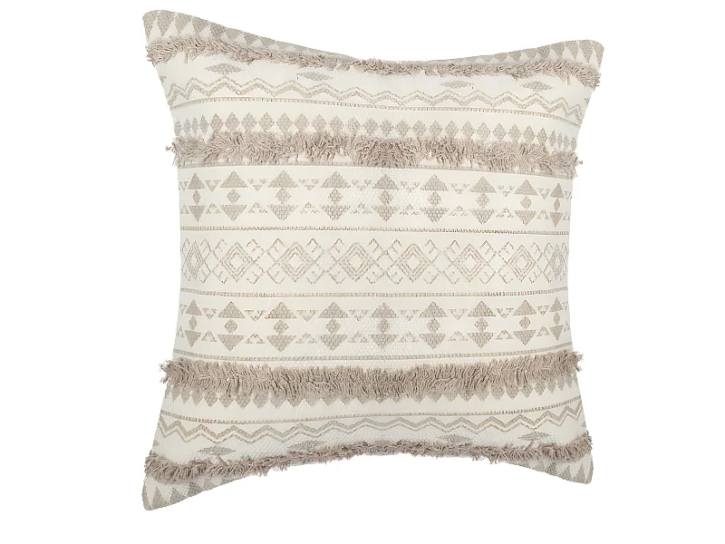Housse de coussin  en coton Beige lin tufté 40 x 40 cm