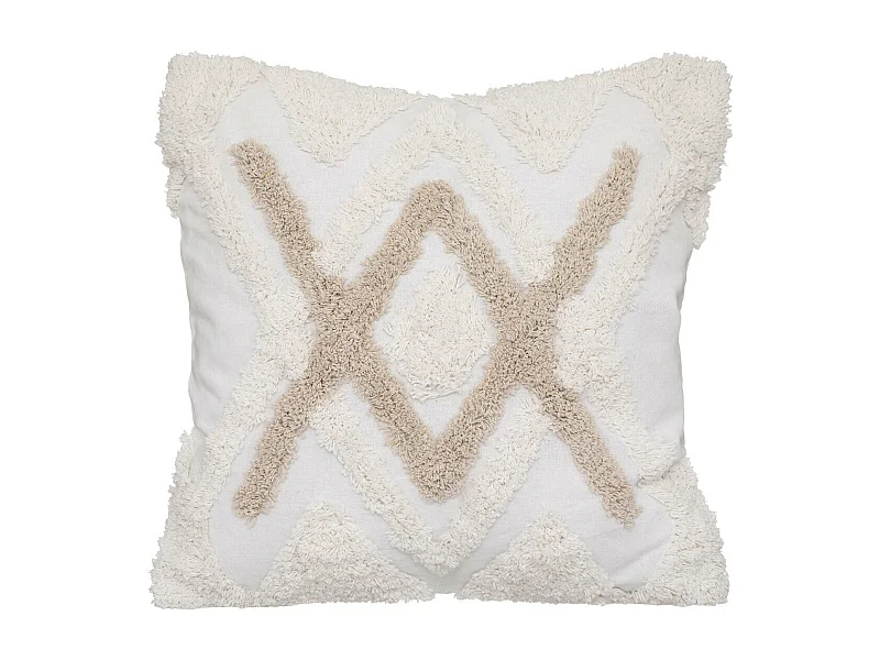 Housse de Coussin Ivoire motifs tuftés 40 x 40 cm
