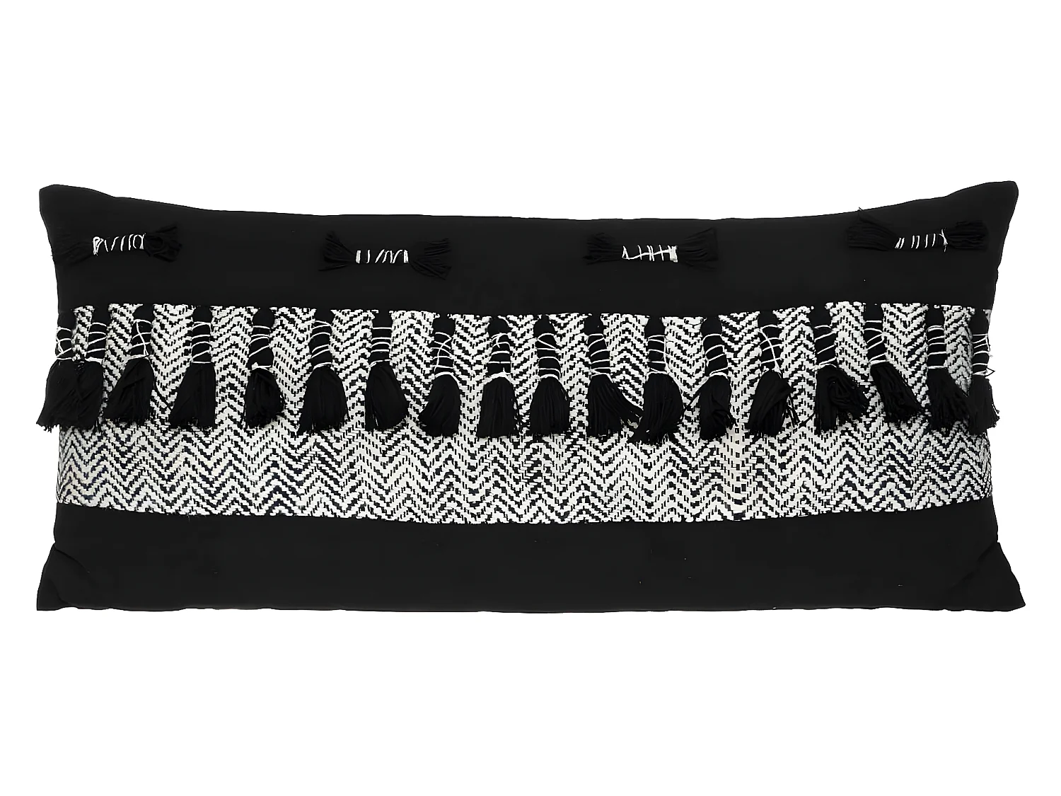 Coussin long déhoussable en Coton Noir & Blanc 35 x 75 cm
